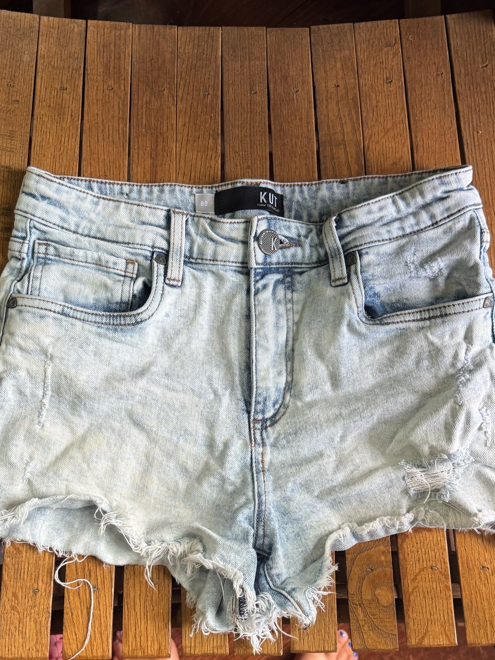 Kut from the Kloth Light Blue Distressed Denim Cutoff Shorts